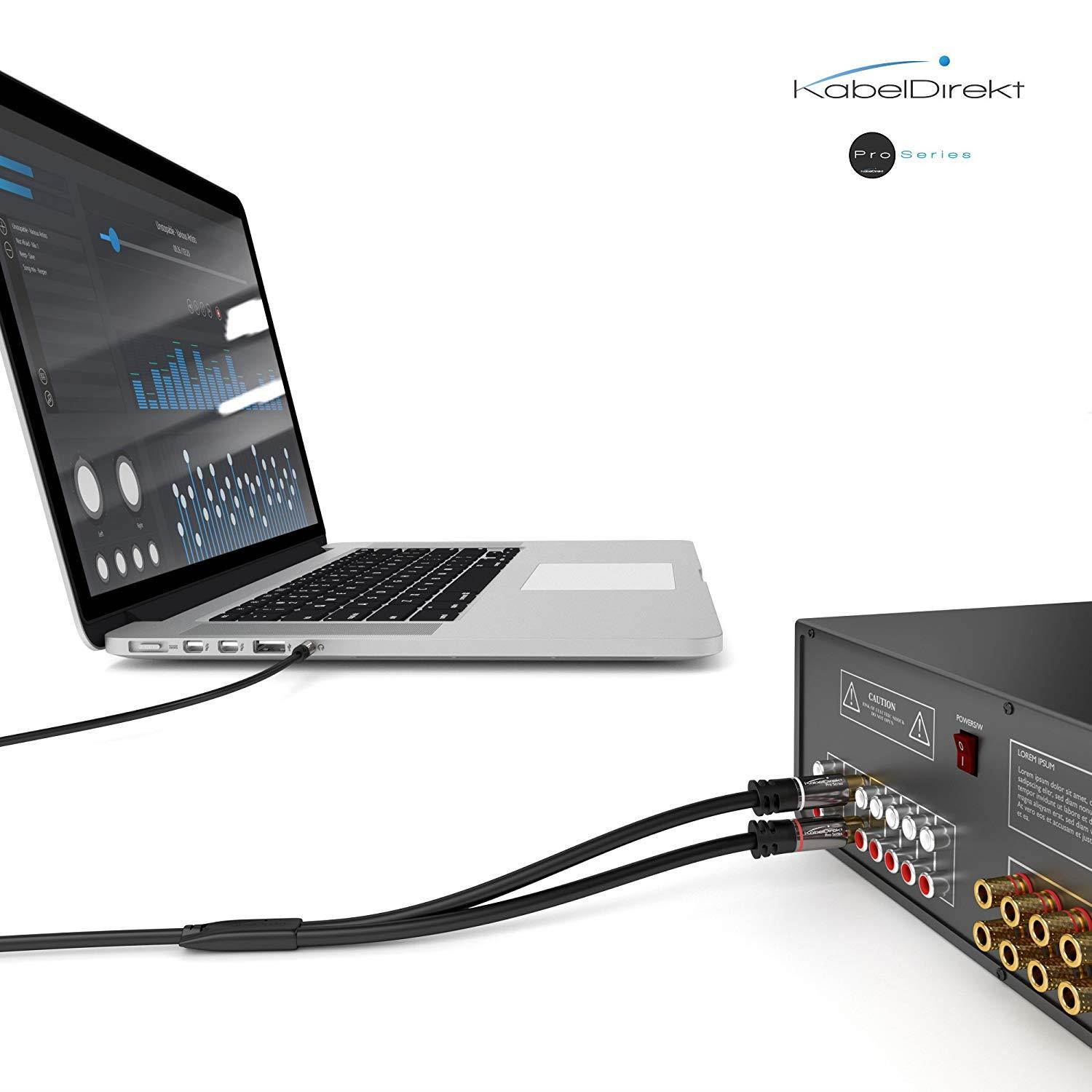 KabelDirekt 3.5mm to RCA Splitter Cable / Cord (10ft / feet long, 3.5mm Aux to 2 RCA Male Audio & Auxiliary Cable, Double-Shielded, PRO Series) supports (Hi-Fi, Stereo, Phone, iPod)