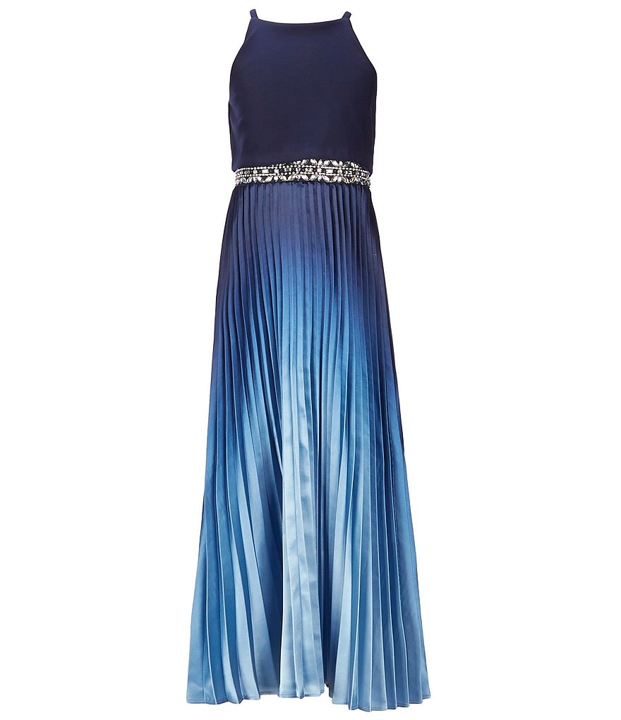 Rare Editions Big Girls 7-16 Knit-Popover/Ombre Long Dress