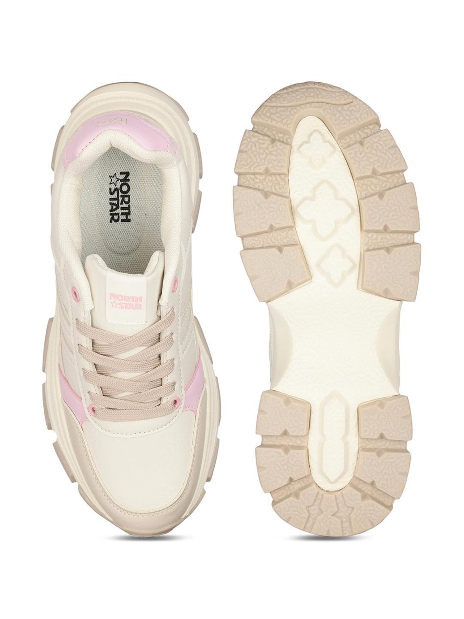 North Star by Bata Women's BOOR Beige Running Shoes