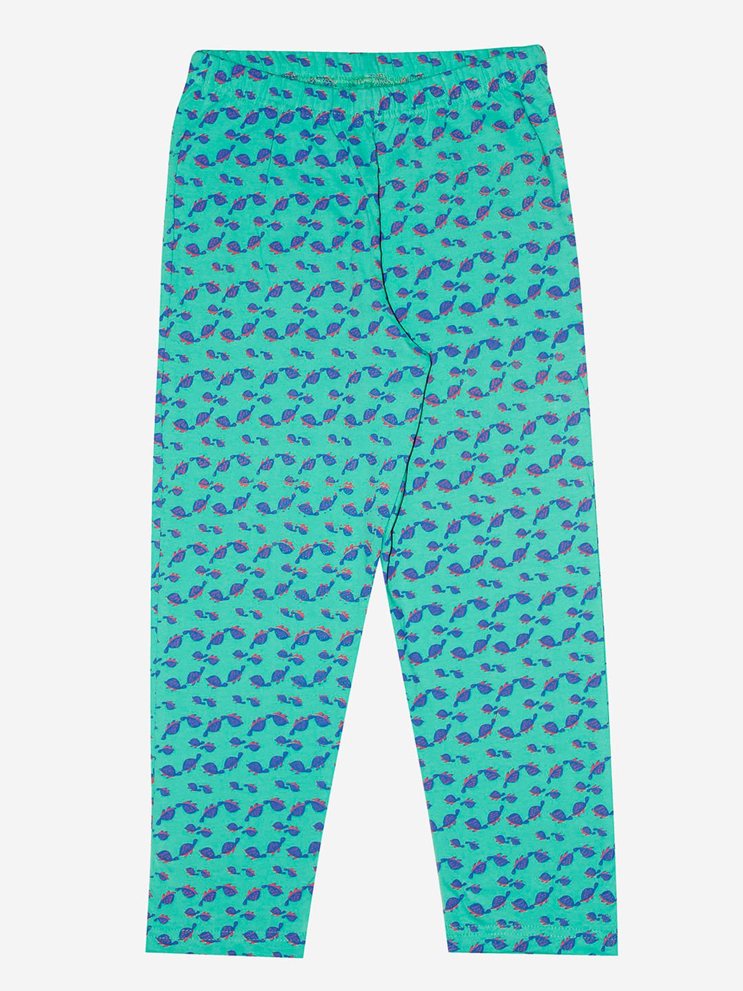 Kiddopanti Girls Green Printed Shirt with Pyjamas