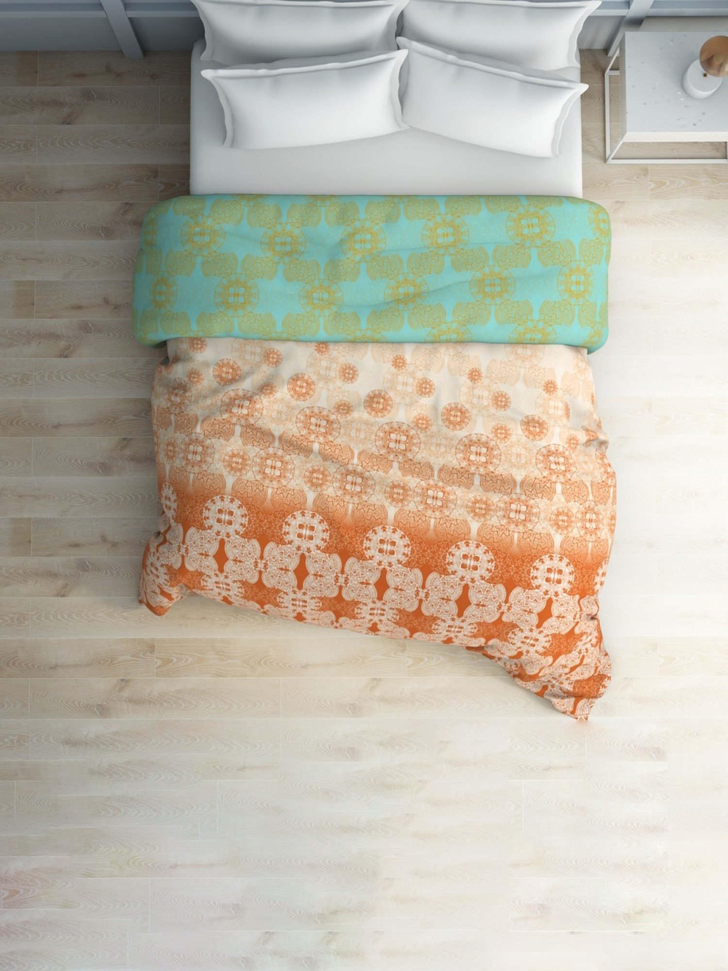 Spaces Zenspire Abstract Orange 210 TC Cotton Double Bed Quilt