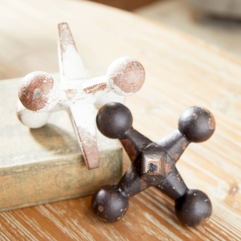 Industrial Arts Rustic Iron Jacks Table Sculptures Blue/White/Gray 4" 2pk - Olivia & May