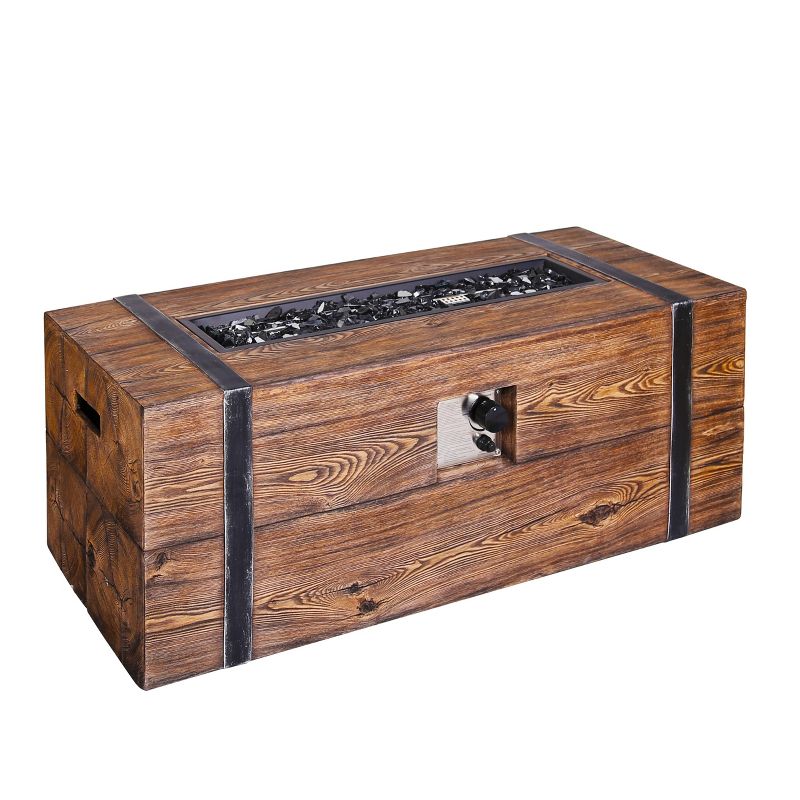 48" x 20" x 18.5" Rectangular Wooden Outdoor Propane Fire Pit - Vasagle
