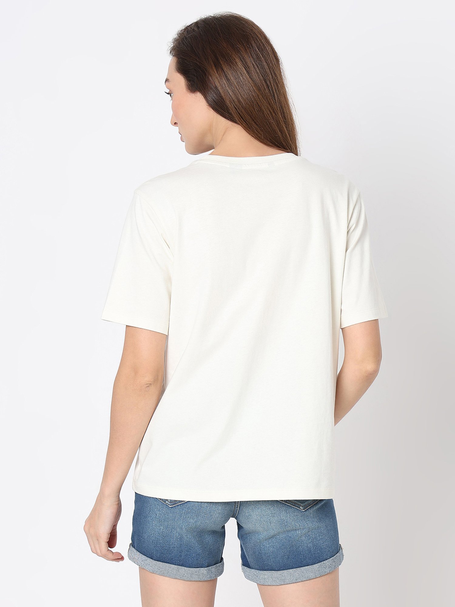 Vero Moda White Cotton Printed T-Shirt