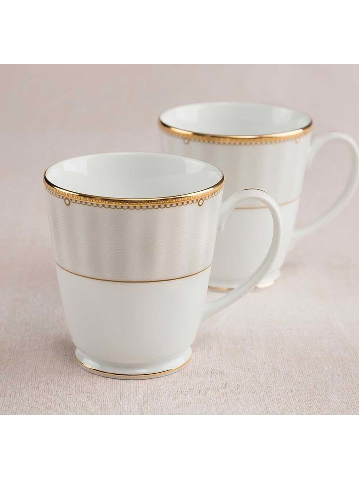 Noritake Monarch Gold White & Green Poreclain Milk Mug (0.37 L) - Set of 2