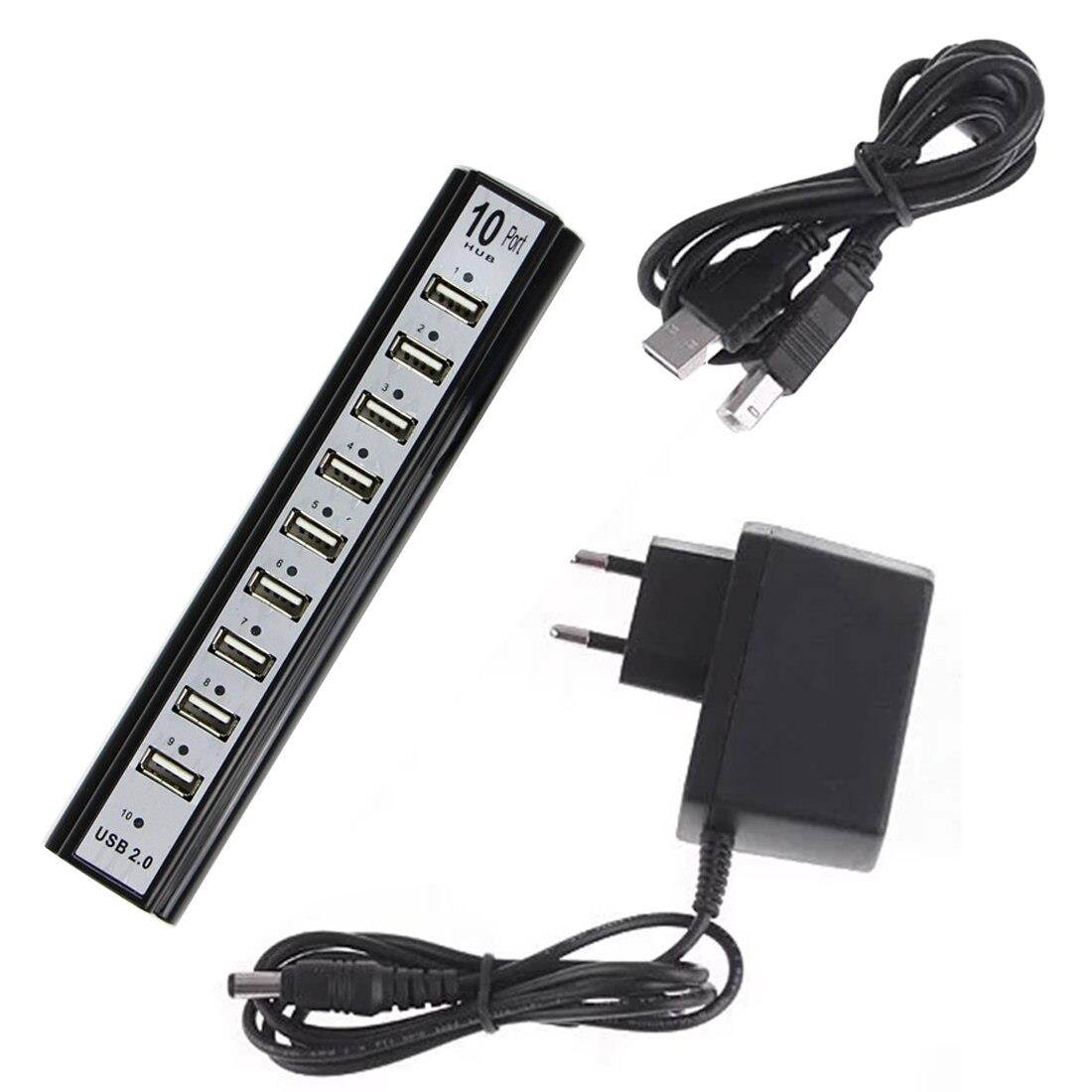 10 Ports Multi Usb 2.0 High Speed Usb Splitters USB Hub 2.0 Hub with Power Adapter for PC Laptop Notebook Computer