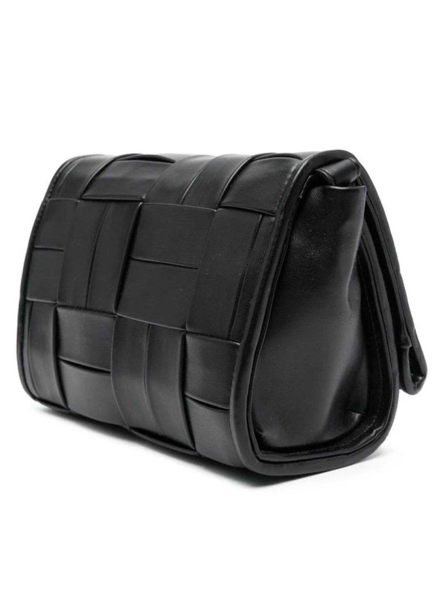 Themoire Black Feronia Flat Weaved Cross Body Bag