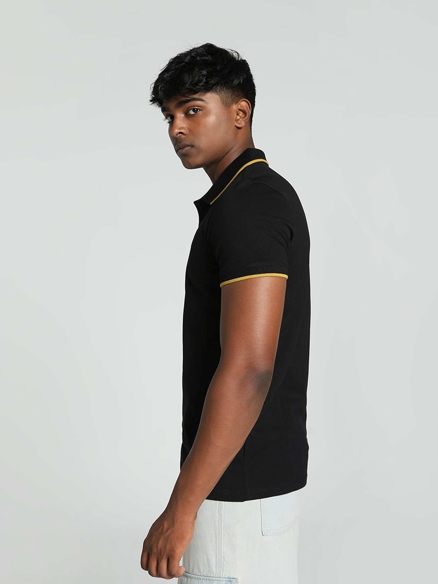 Puma Black Cotton Slim Fit Sports Polo
