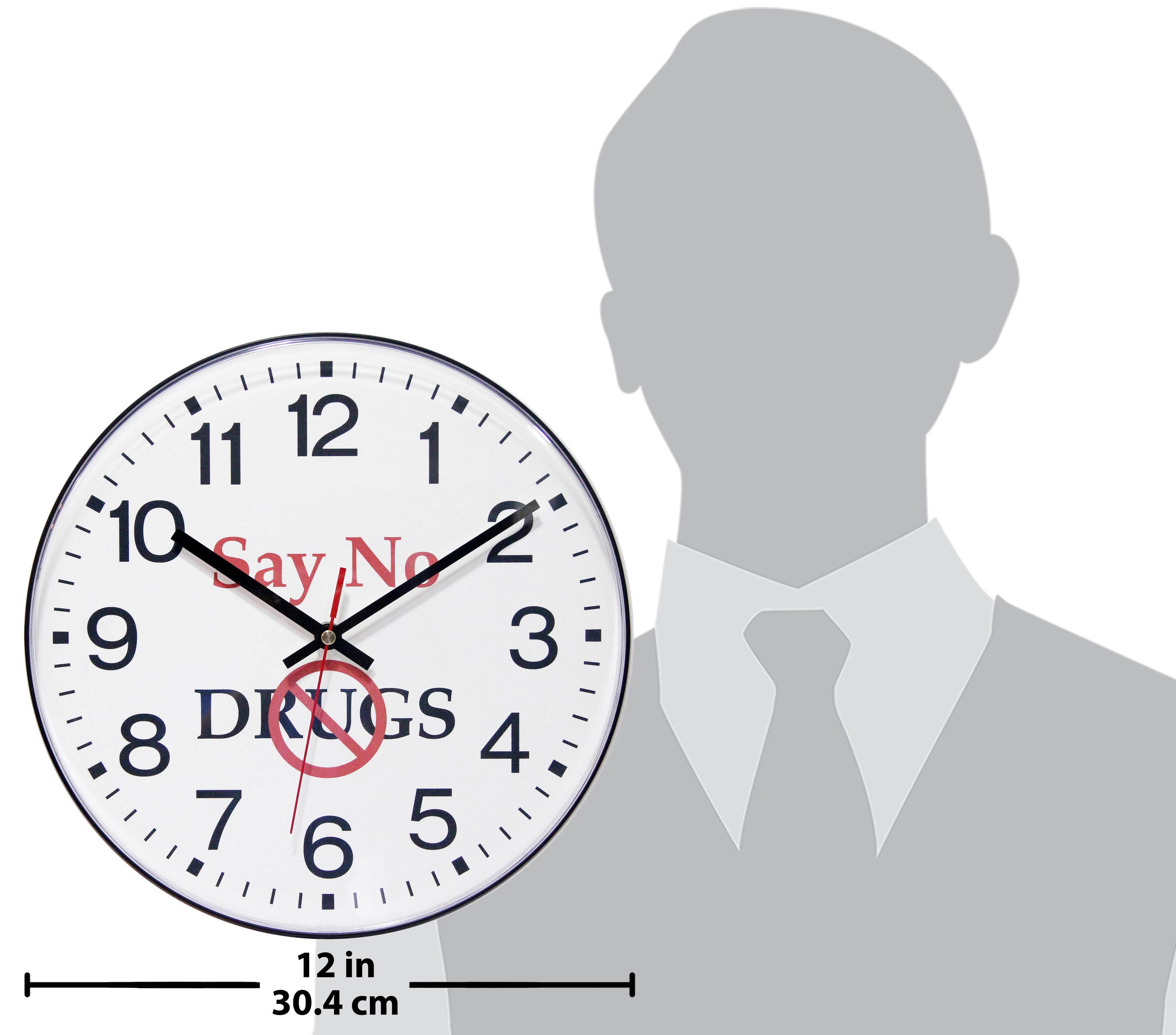 "Say No To Drugs" 12 inch Professional Educational Wall Clock Anti-Drug