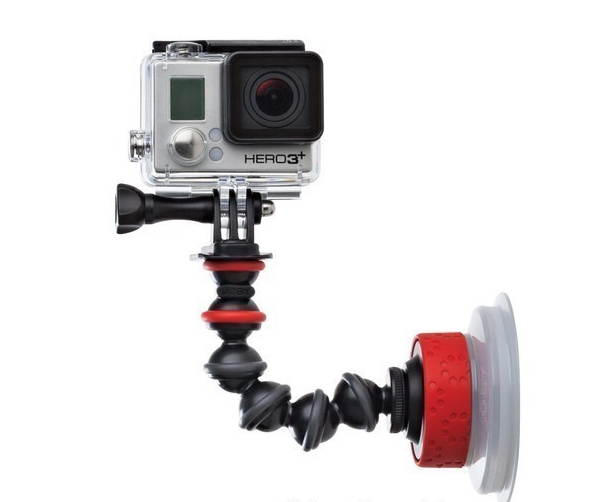 Joby Action Camera Suction Cup & GorillaPod Arm (Black/Red) for GoPro and Action Sports Video Camera Camcorders