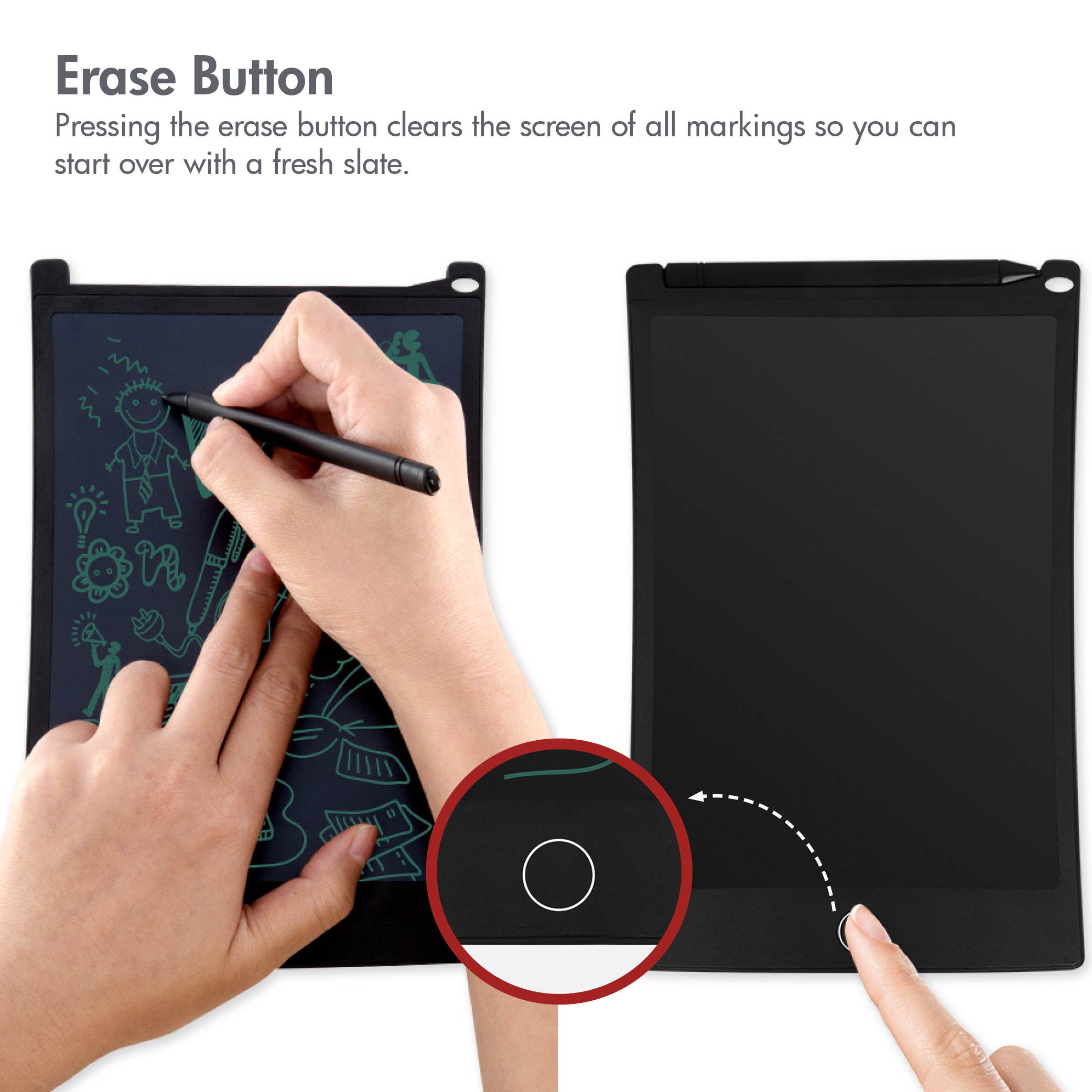 Viotek EWriter Writing Tablet - 8.5&rdquo; Writing Surface with Viotek Eye-Guard Technology, Comes with Stylus and Stylus Holder, Lightweight, Green Ink Markings, 4 Magnets  - LCD Drawing Tablet