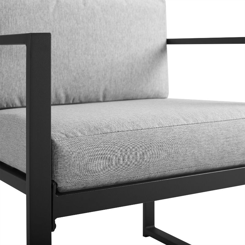 Hamilton Outdoor Metal 4 Piece Conversation Set - Matte Black - Crosley