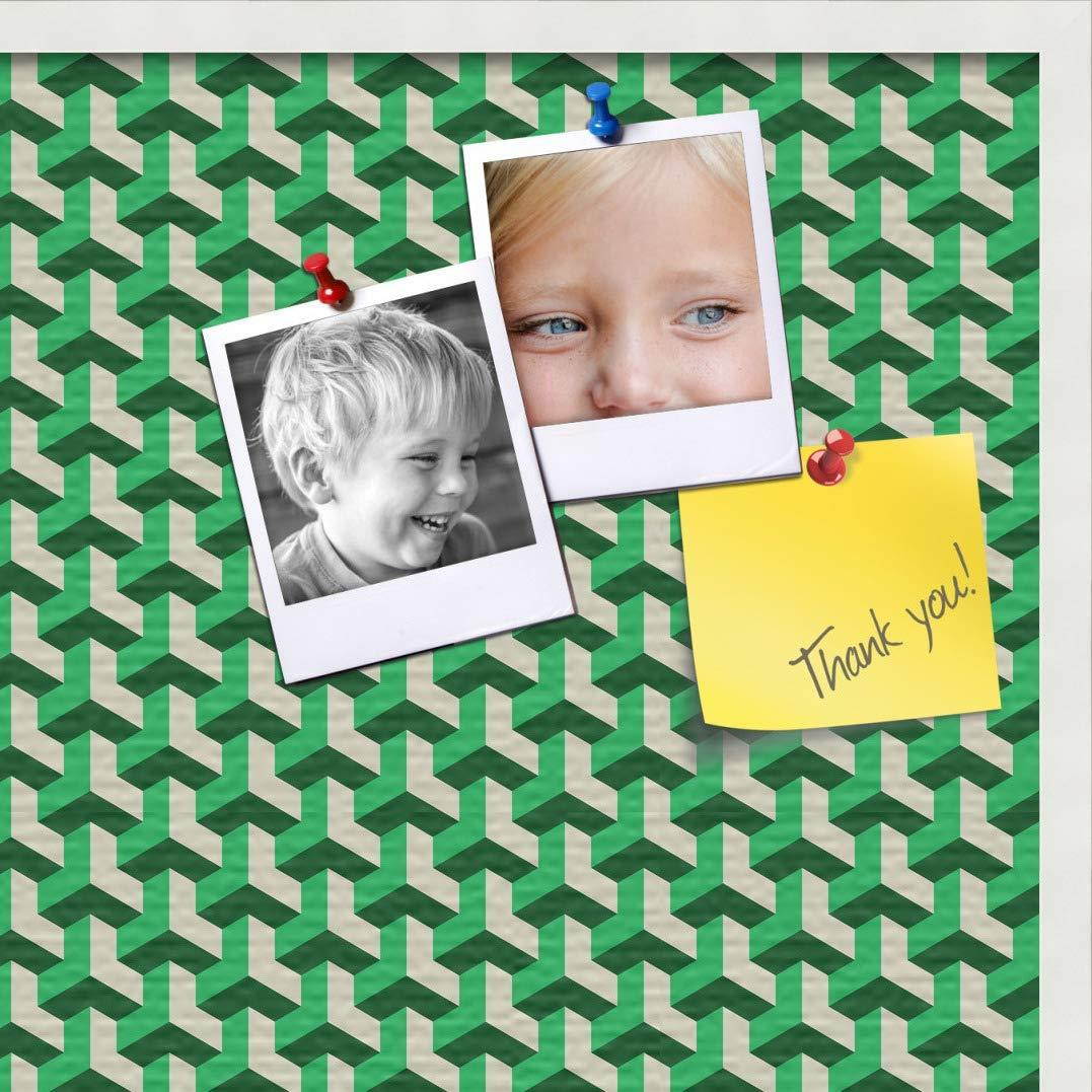 PinPix pin Cork Bulletin Board Made from Canvas, BAUS Green Beige 36x24 Inches 2 x 3 ft and Framed in Satin White Frame (PinPix-1531-36x24_FRBW26074)