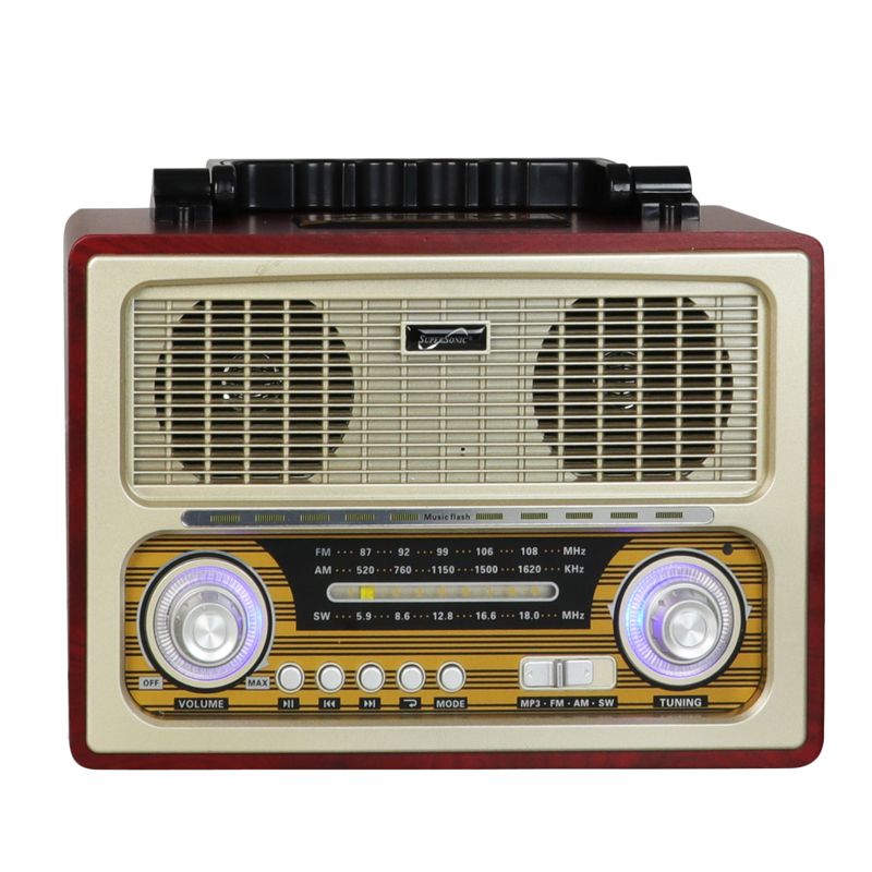 SuperSonic Vintage Retro Multifunction Bluetooth Speaker with Rechargeable Battery