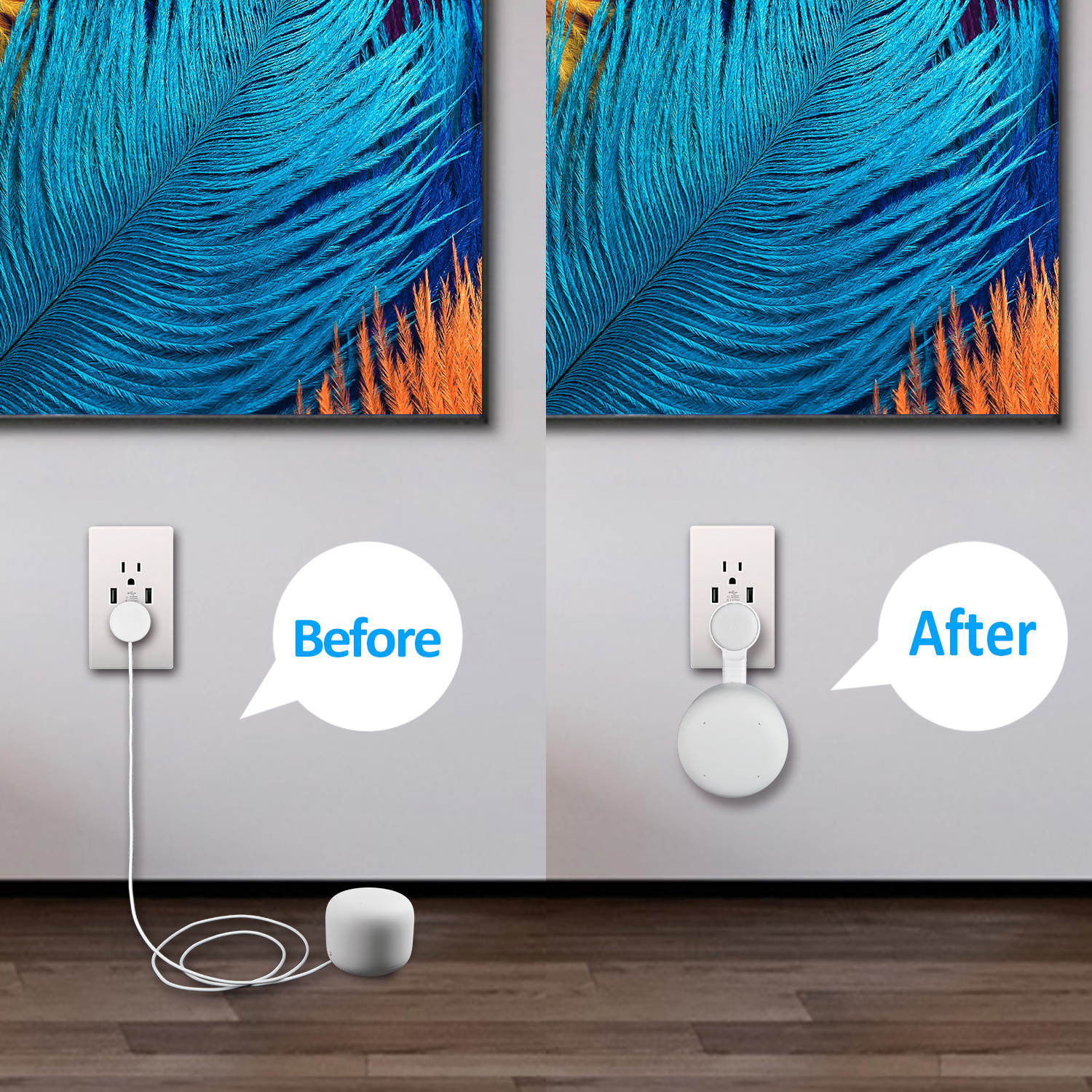 STANSTAR Wall Mount Holder for Google Nest Point Expander(US Version) Smart Cable Arrangement Without Messy Wall Stand WiFi Bracket White