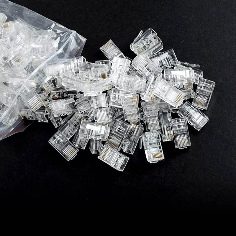 RJ45 Pass Through Connectors Ethernet Jack Modular UTP Plug Connector with Flexible Latch 100Pack