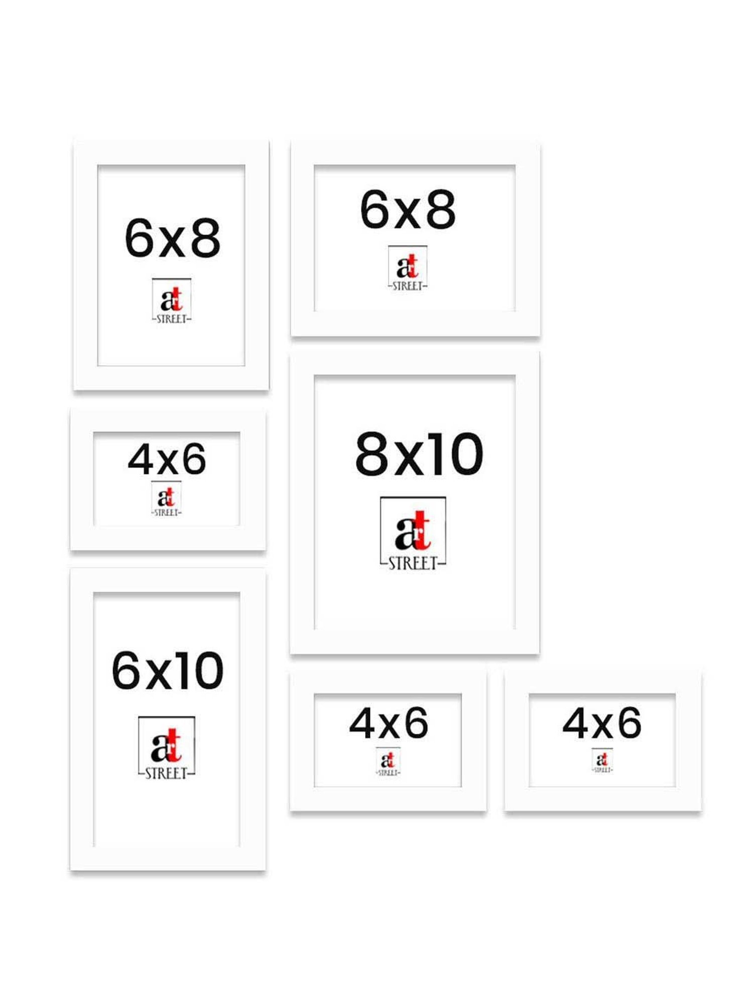 Art Street White Synthetic Dark Horse Wall Photo Frame - Set of 7