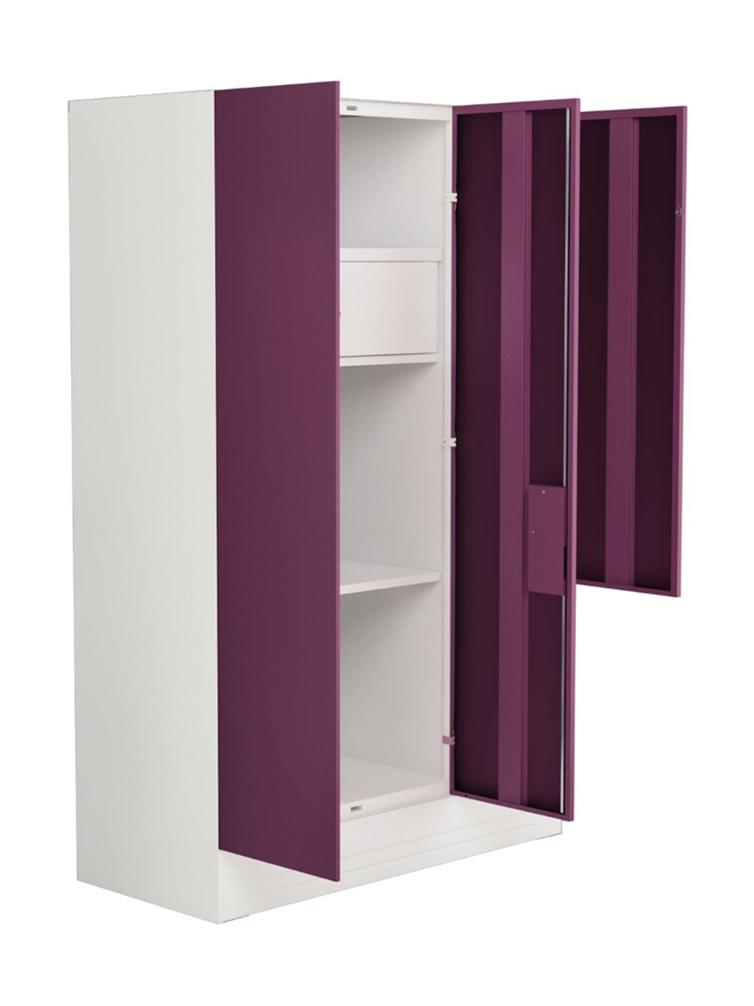 Godrej Interio Slimline Blend 3-Door Almirah, Textured Purple (1-Year Warranty, 1 Locker, 3 Drawers)