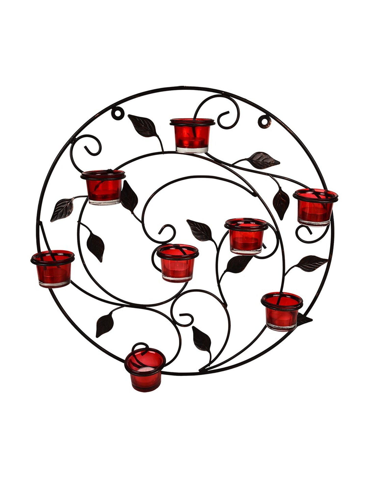 Hosley Antique Bronze Decorative Wall Sconce with Metallic Red Glass and Free Tealights