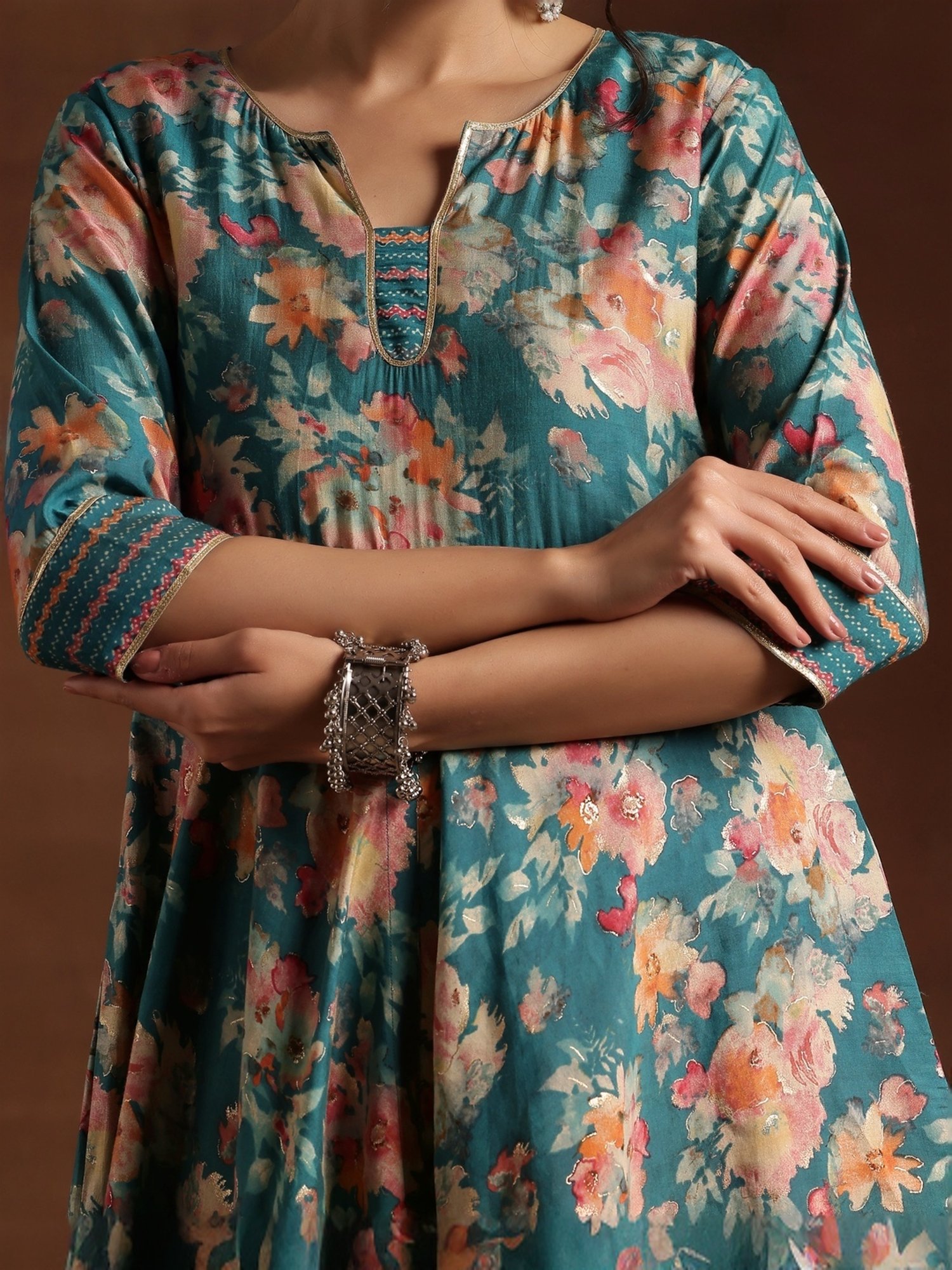 URBAN MYSTIC Black Rayon Embroidered Kurta & Sharara Set