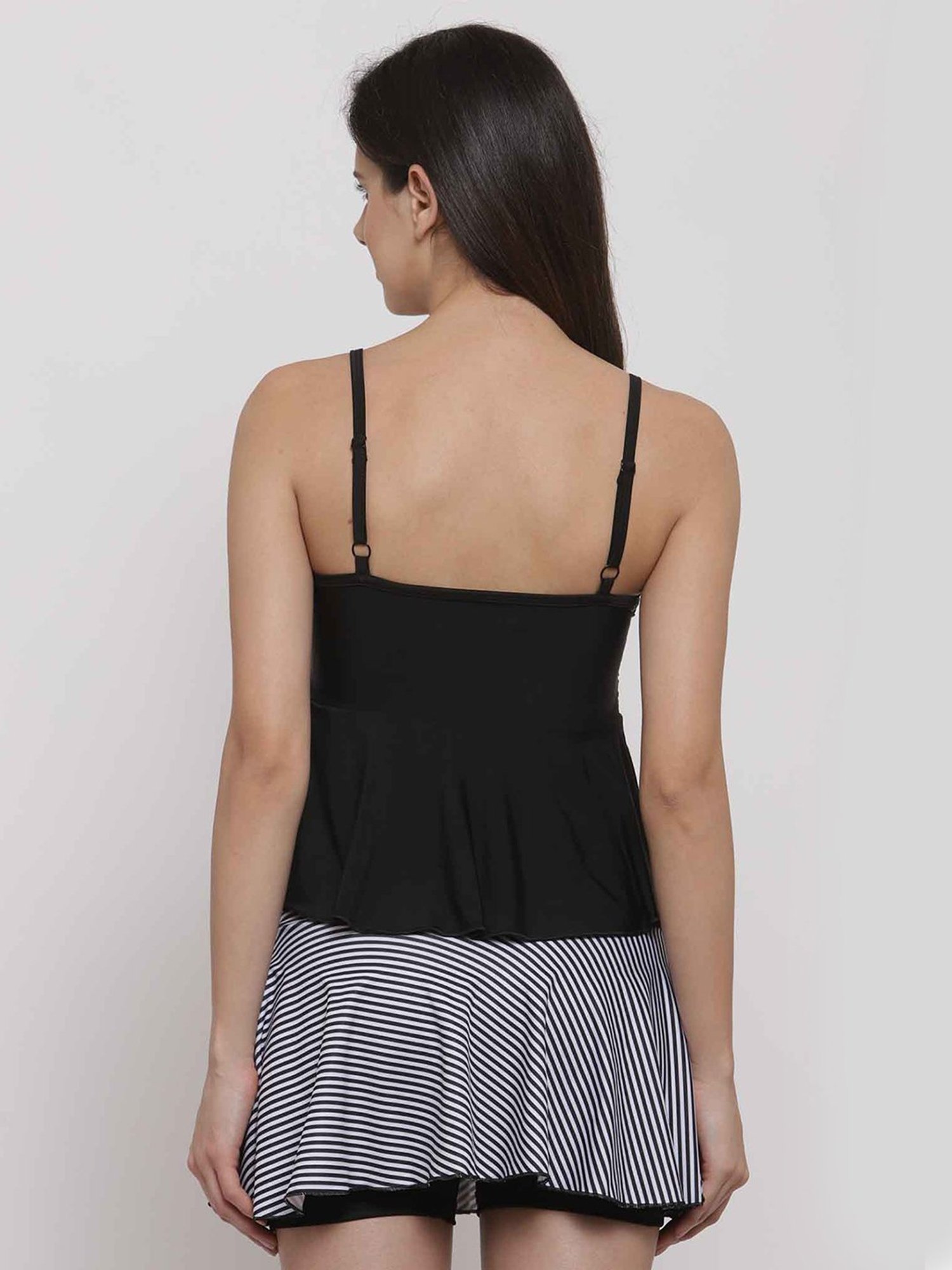 Cukoo Black & White Plain Two Pieces Swimwear