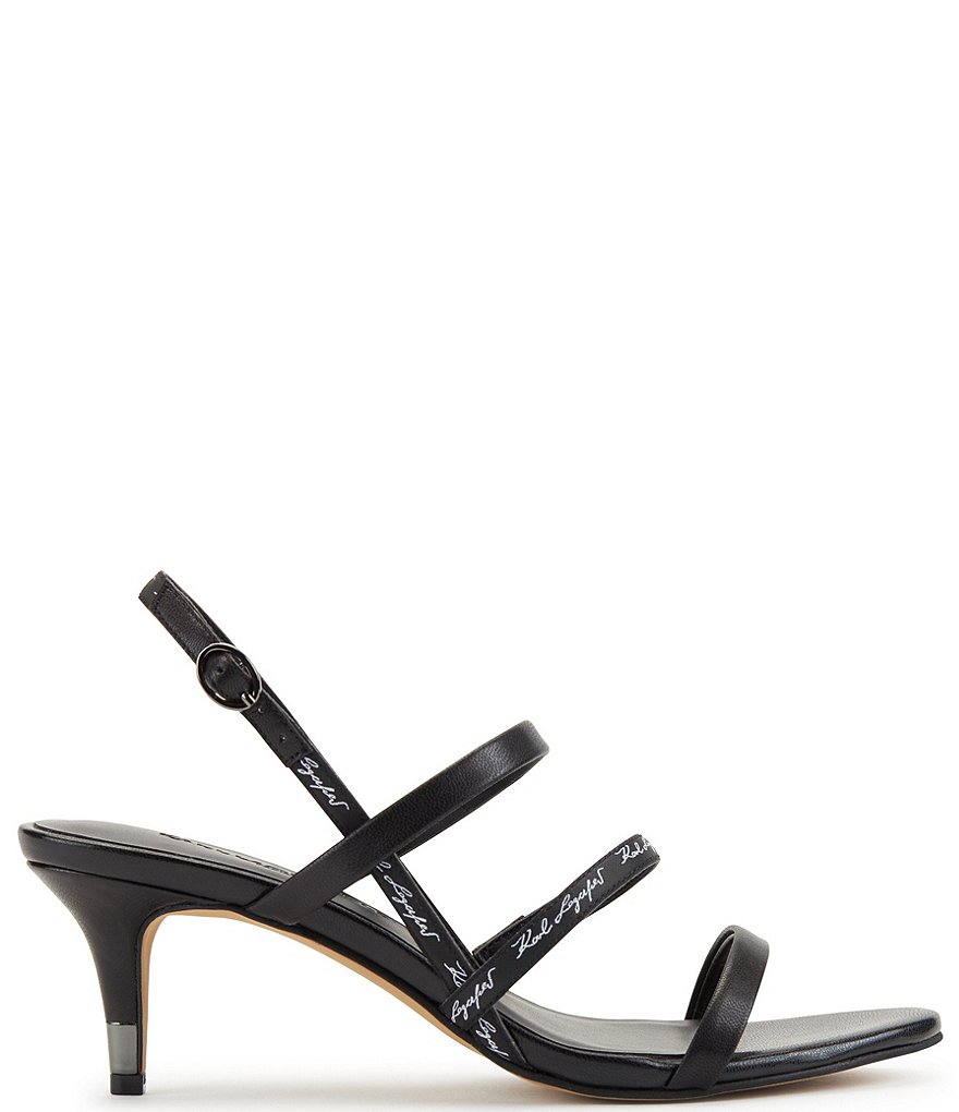 KARL LAGERFELD PARIS Dextra Script Logo Strap Kitten Heel Dress Sandals