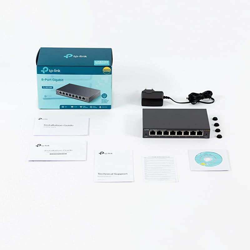 8 Port Gigabit Switch | Easy Smart Managed | Plug & Play | Limited Lifetime Protection | Desktop/Wall-Mount | Sturdy Metal w/ Shielded Ports | Support QoS, Vlan, IGMP and LAG (TL-SG108E)