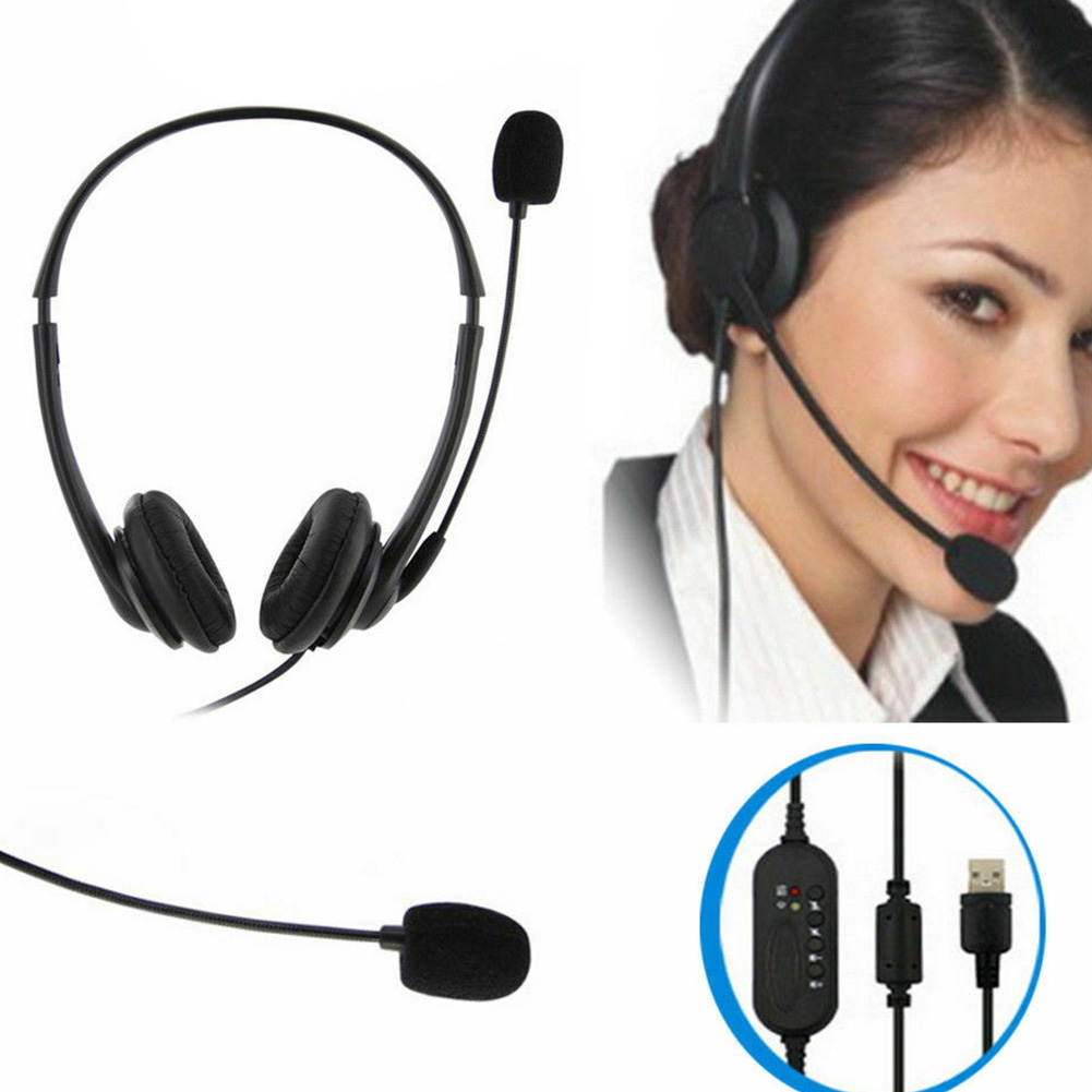 USB Headset with Microphone, Comfort-fit Office Computer Headphone, On-Ear 3.5mm Jack Call Center Headset for Cell Phone, 360 Degree Boom Mic, Ergonomic Noise Cancelling