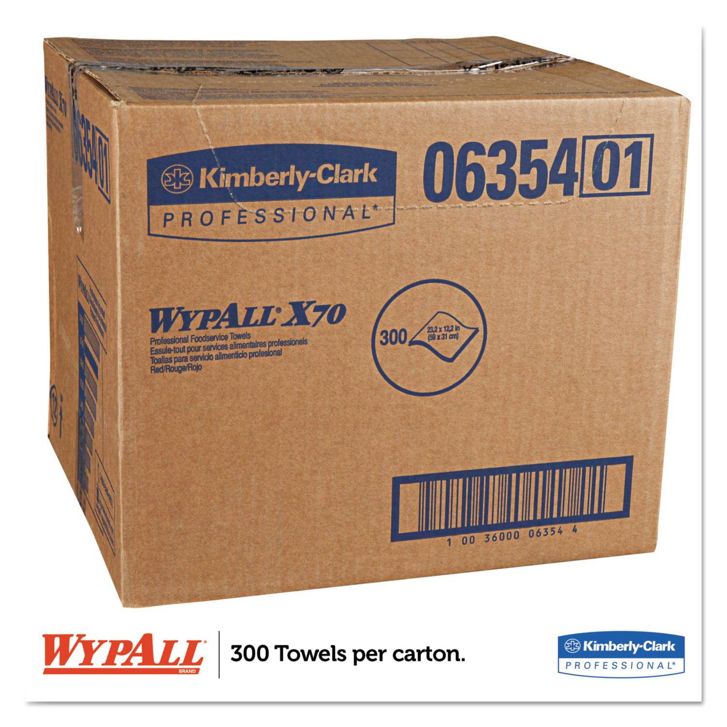 WypAll X70 Wipers 12 1/2 x 23 1/2 Red 300/Box 06354