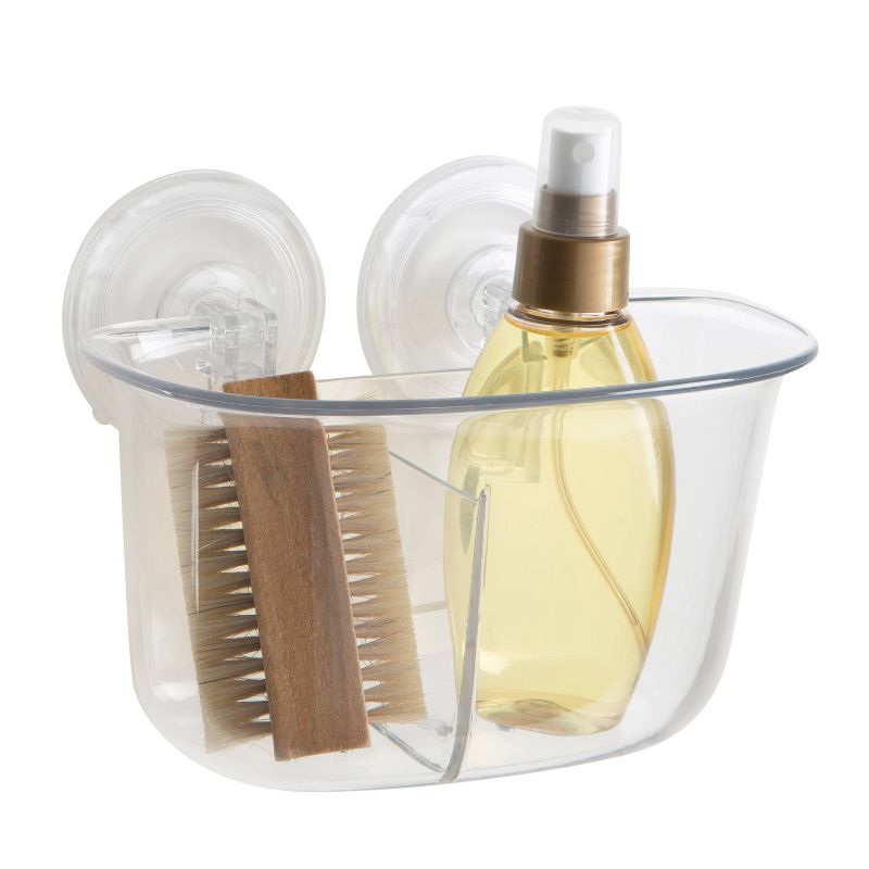 Clear Power Lock Suction Organizer with 2 Compartments - Bath Bliss