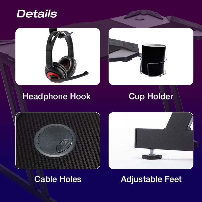 RESPAWN 3000 Gaming Computer Desk - Ergonomic Height Adjustable Gaming Desk, in Blue (RSP-3000-BLU)