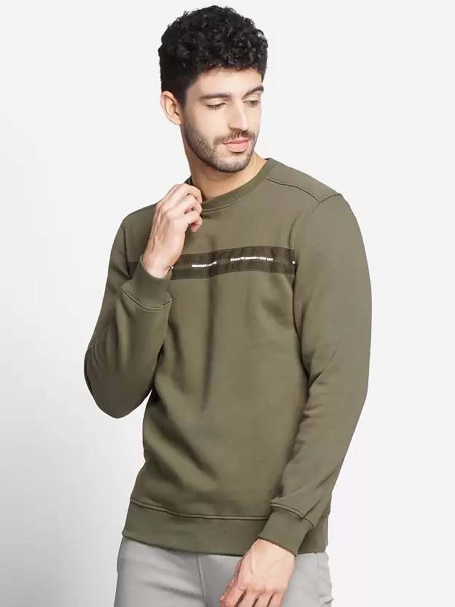 Wildcraft Dark Olive Regular Fit Print Sweatshirt