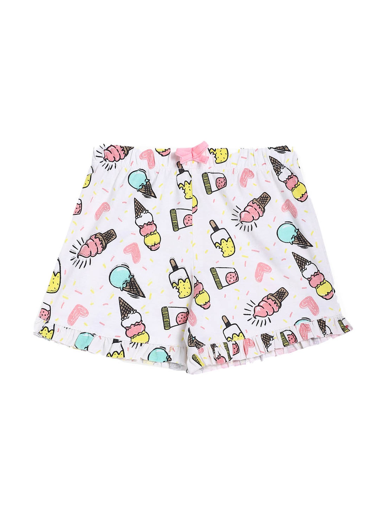 Lazy Shark Kids Pink & White Printed  Top with  Shorts
