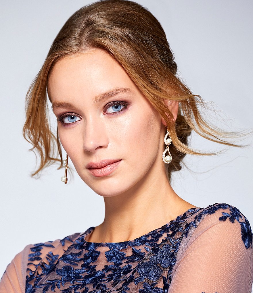 Gemma Layne Pave & Faux-Pearl Double-Drop Earrings