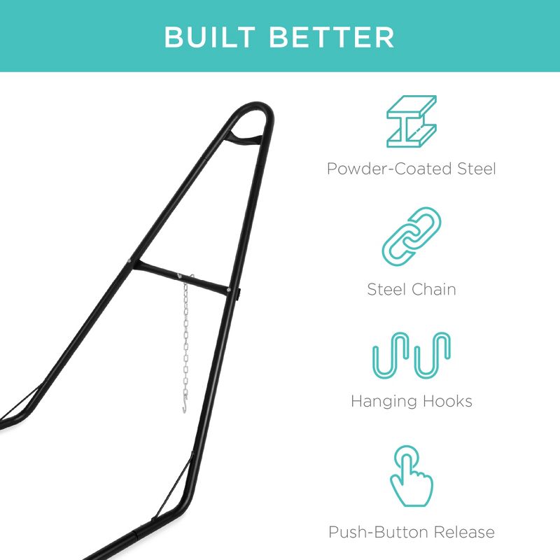 Best Choice Products Adjustable Universal Steel Hammock Stand for Hammocks 9-14ft Long w/ S Hooks