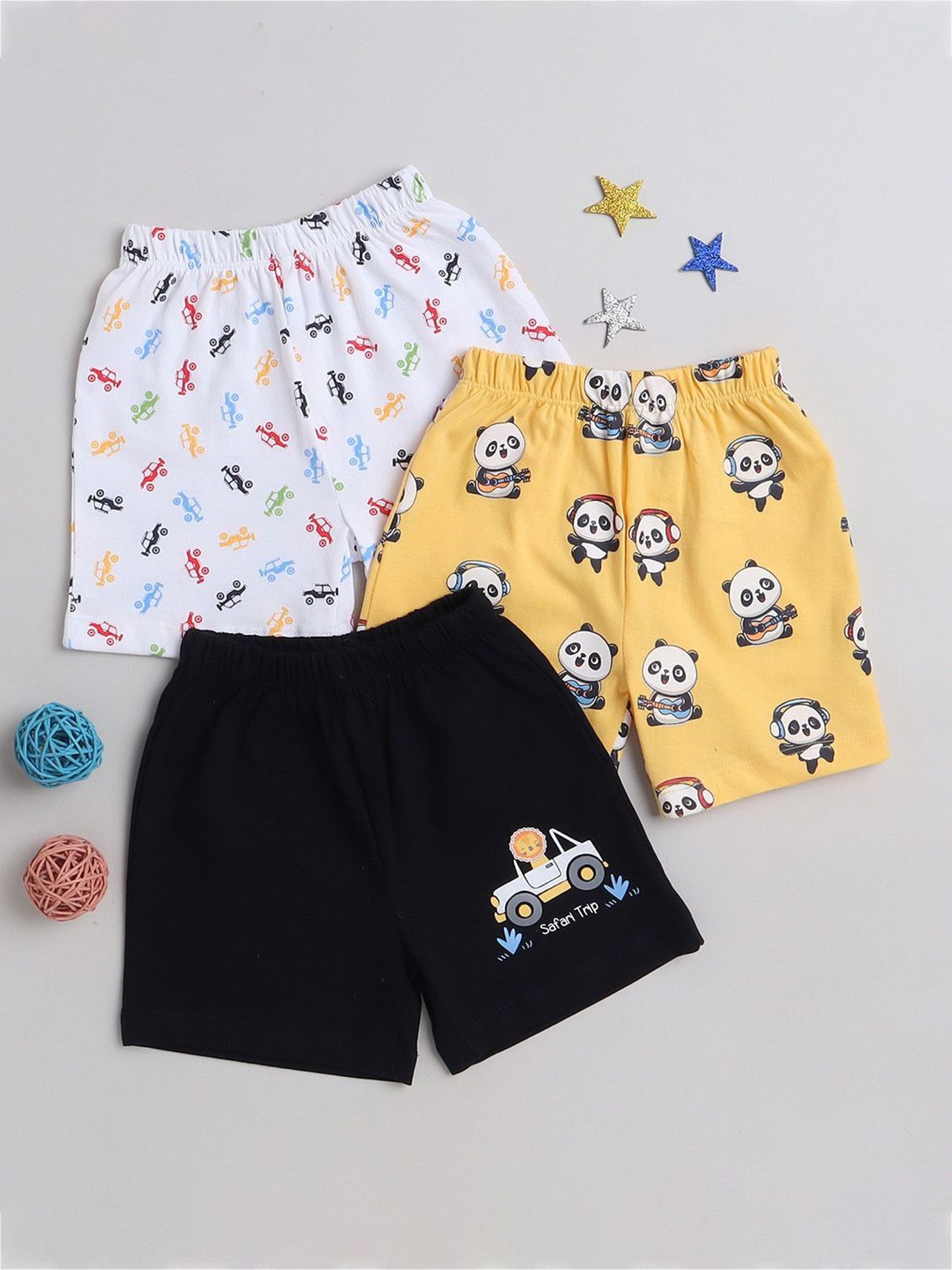 Bumzee Kids Multicolor Printed Shorts (Pack Of 3)