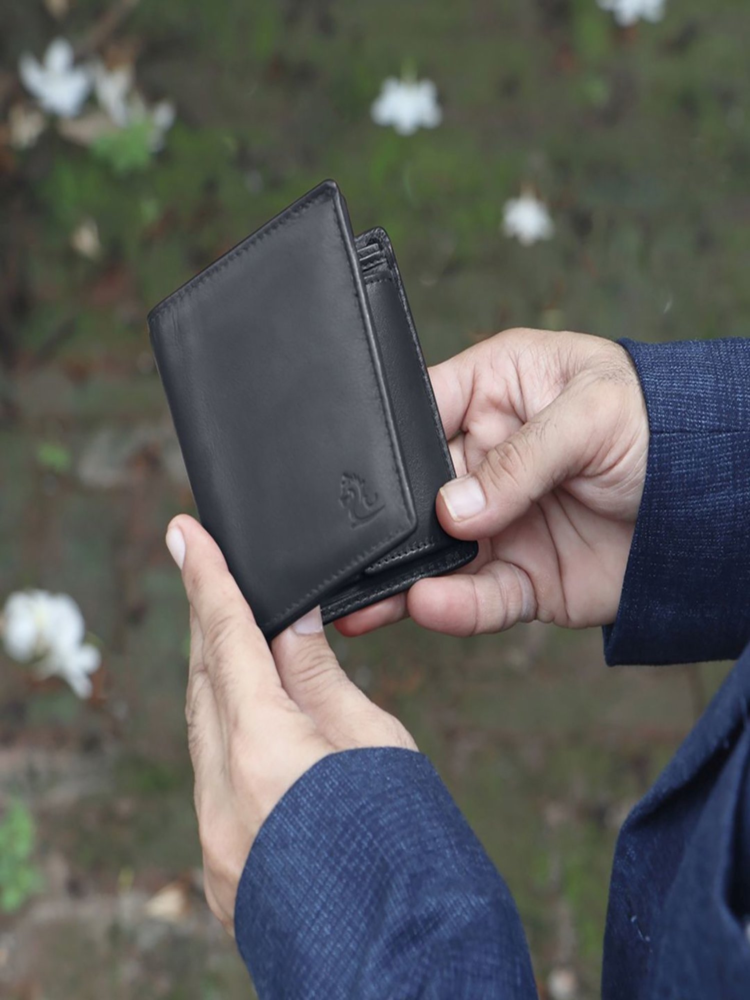 Kara Black Leather Bi-Fold Wallet for Men
