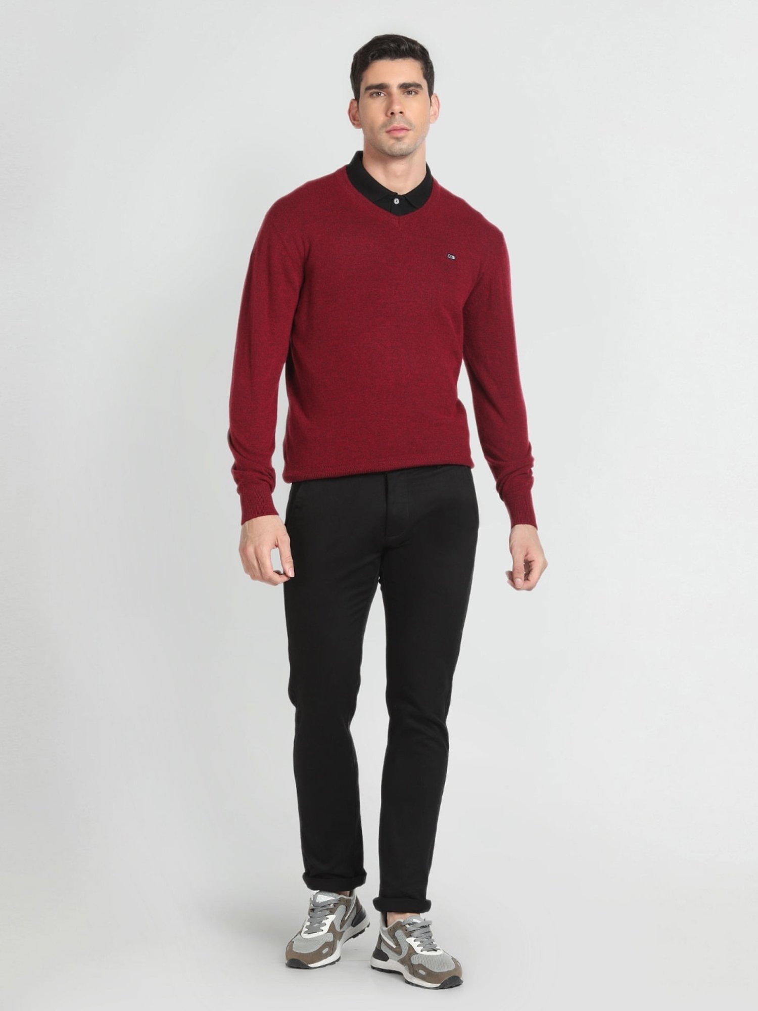 Arrow Sport Red Wine Regular Fit Sweater