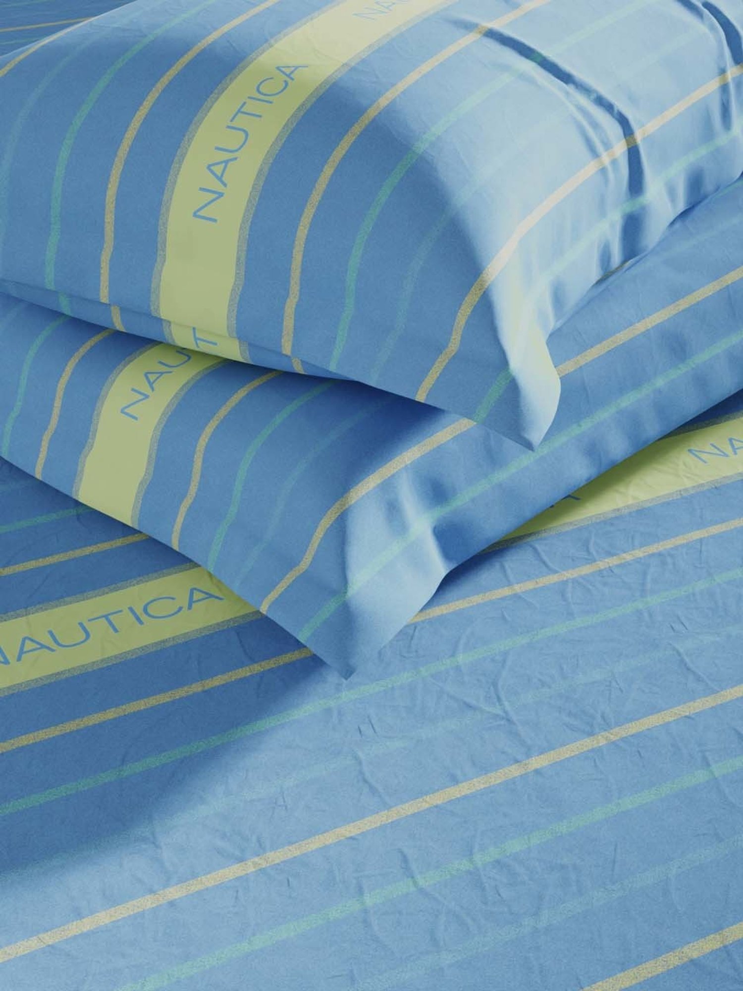 Nautica Northsail Sky Blue 150 TC Cotton King Bedsheet with 2 Pillow Covers