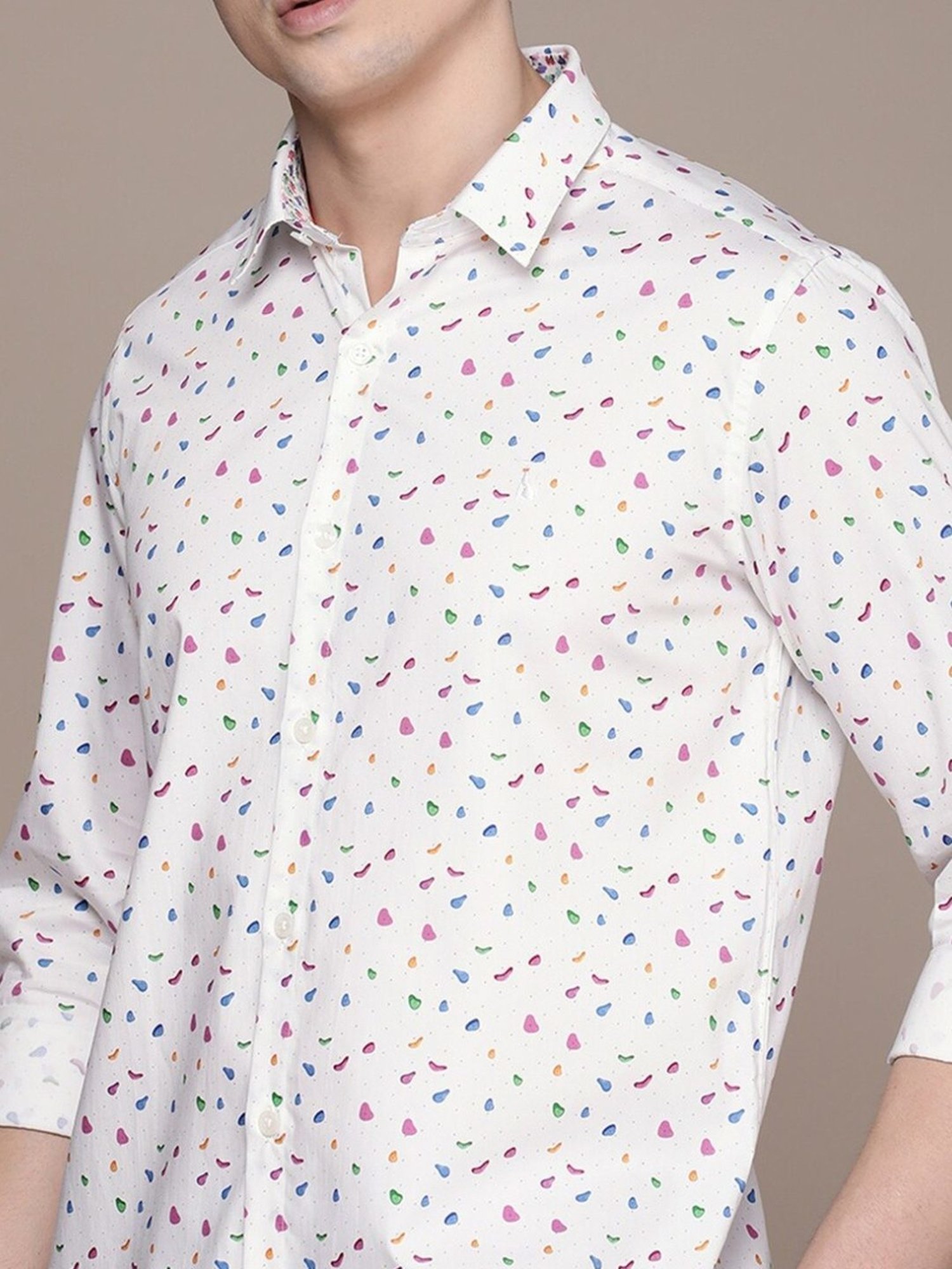 Simon Carter London White Printed Slim Fit Shirt