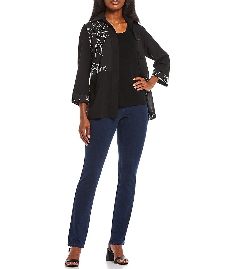 Eva Varro Solid Knit Jersey Notch Lapel Collar Two-Button Jacket