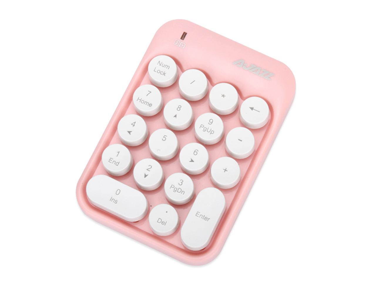 Ajazz AK18 2.4G Wireless Numeric Keypad 18-Key Retro Typewriter Round Keycap - White