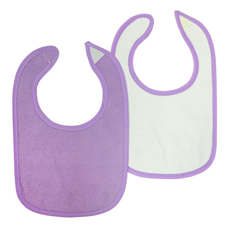 Neat Solutions Solid Pastel/Knit Terry Water-Resistant Lined Bib Set - White - 10pk