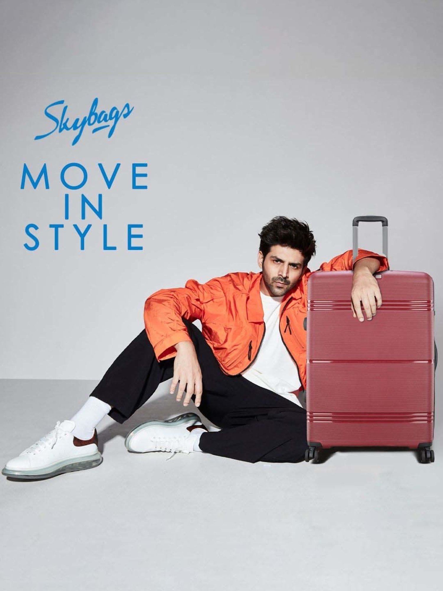 Skybags Focus Maroon Striped Hard Cabin Trolley Bag - 40 cm