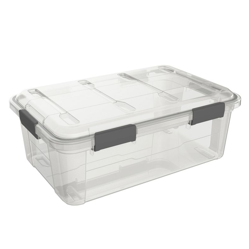 Ezy Storage Weather Proof IP65 8 Gallon Plastic Storage Bin Box w/ Lid (6 Pack)