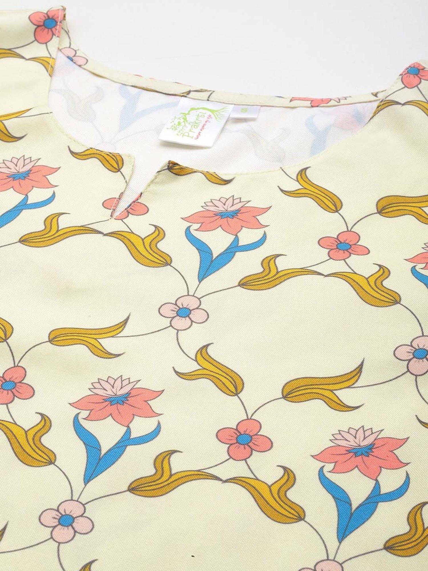 Prakrti Yellow Floral Print Top Pant Set