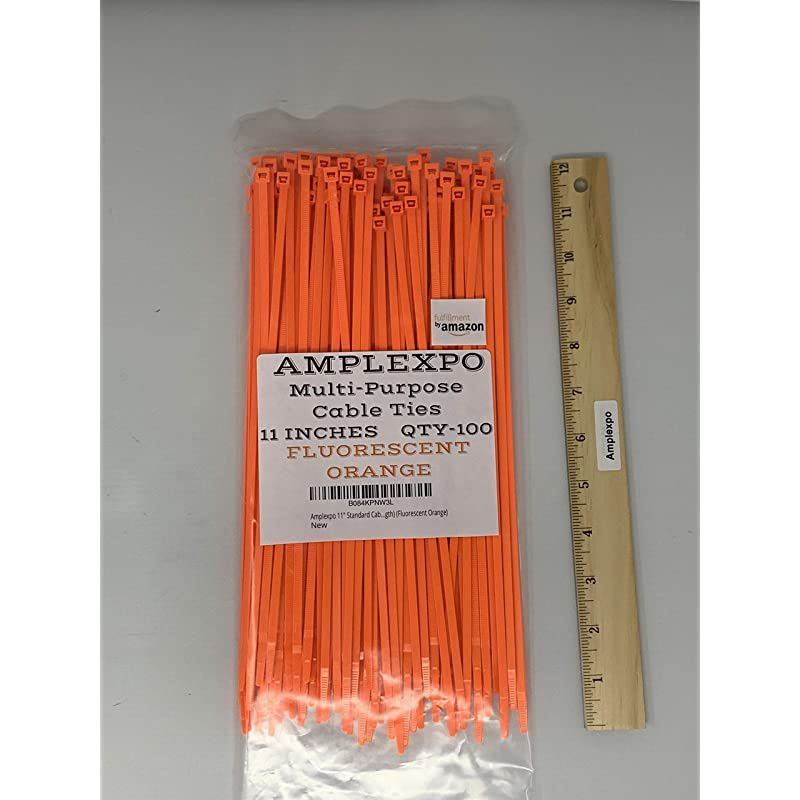 11quot Standard CableZip Ties 100 pieces50 lbs strength Fluorescent Orange