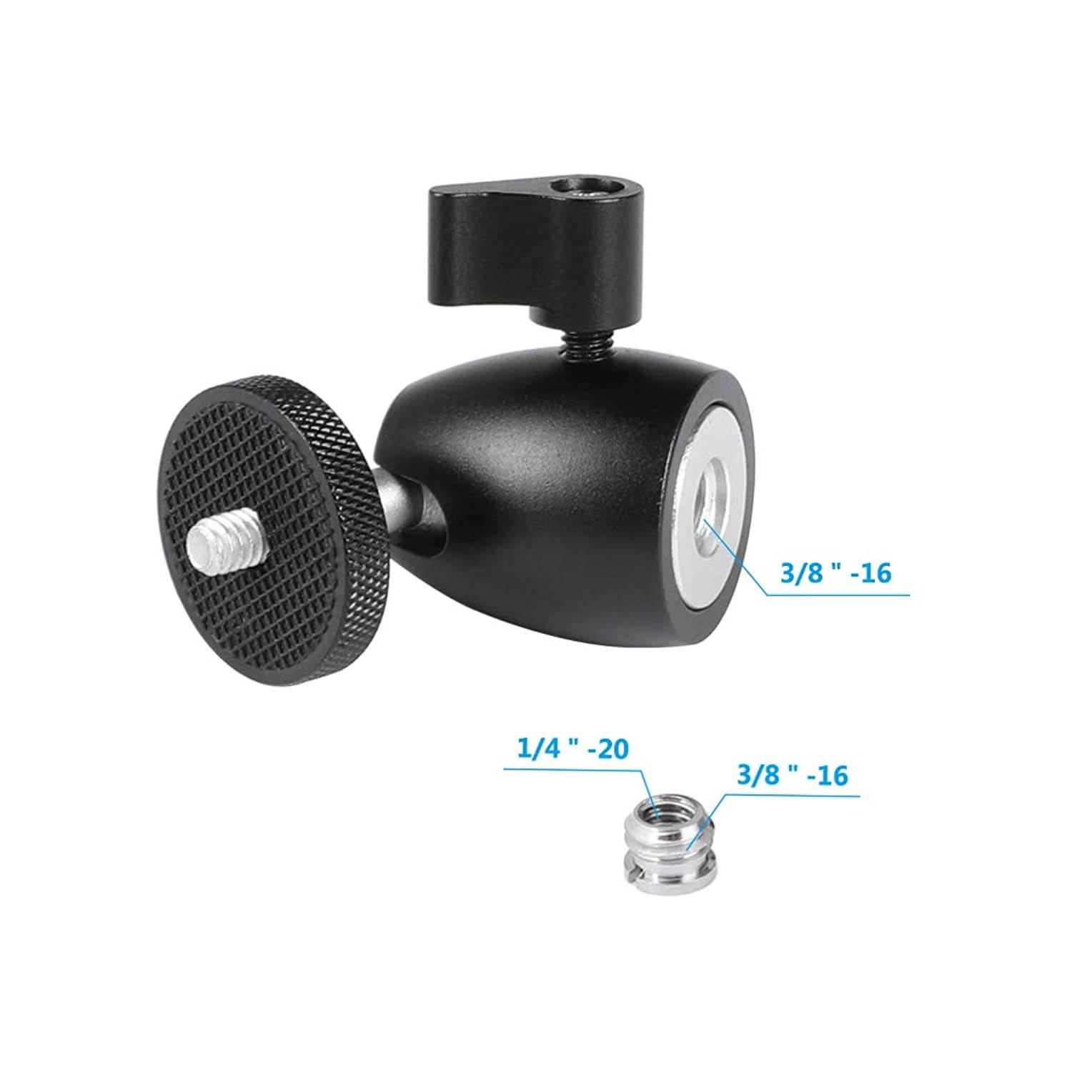 Kayulin Mini Ball Head with 1/4 inch Screw for Monopod Tripod Light Stand