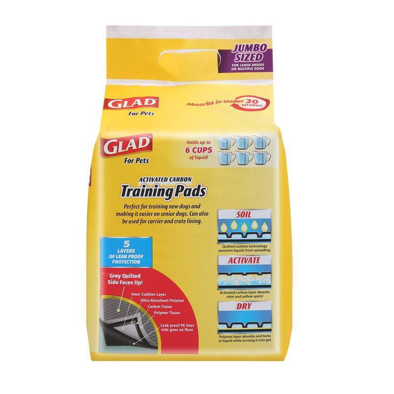 Glad Jumbo Activated Carbon Training Pads for Large Breeds - 30ct