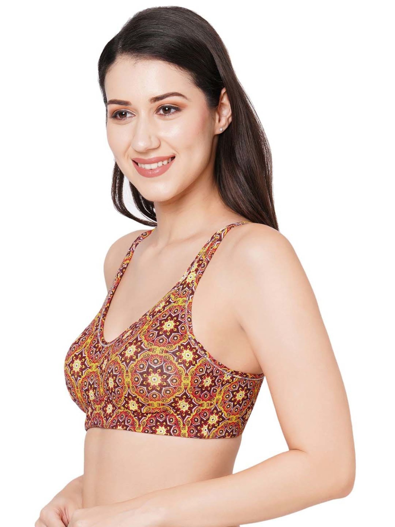 Inner Sense Red Printed Cotton Full Coverage Bra